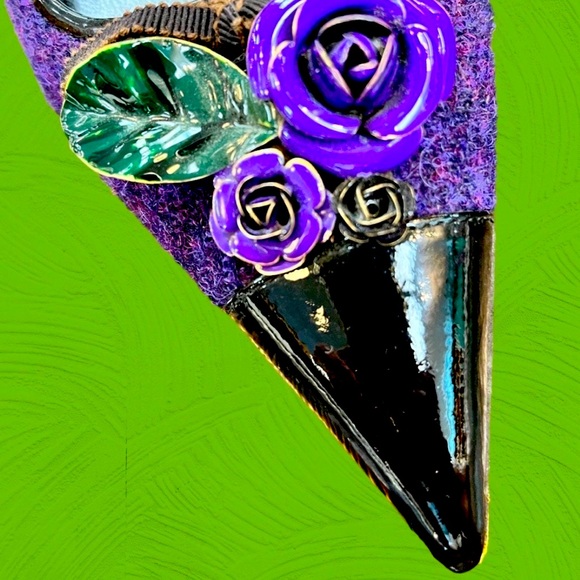 Miu Miu Purple Wool Tweed & Patent Leather Kitten Heel Slides - Size 6.5 - Picture 3 of 7